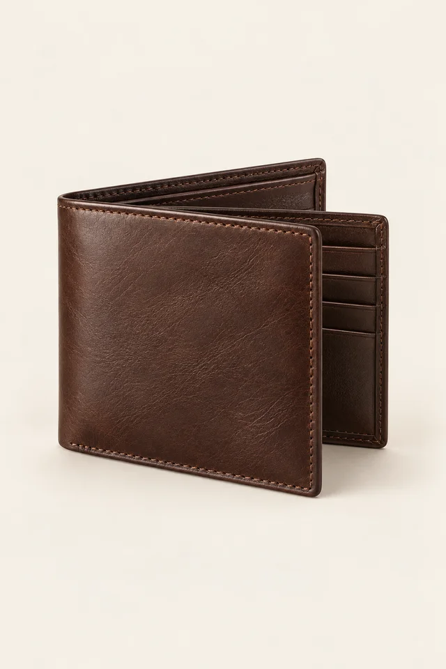 Billetera de cuero marrón · Hombre