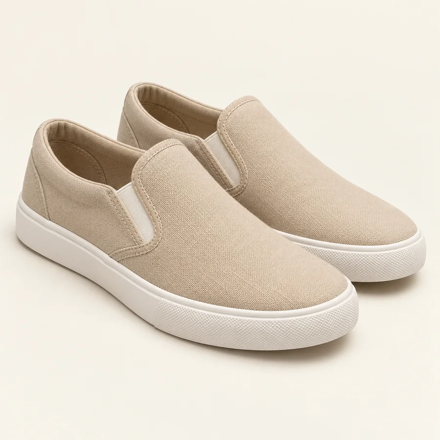 Zapatillas sin cordones de lona beige · Hombre