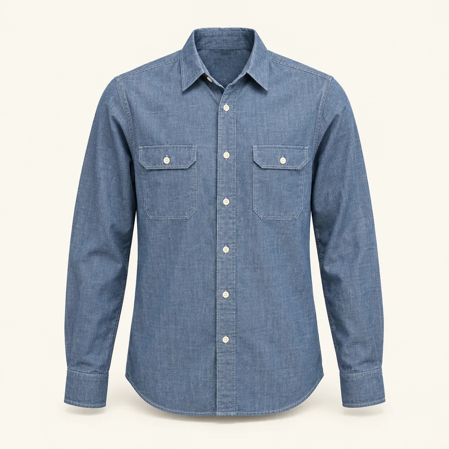 Camisa chambray azul · Hombre