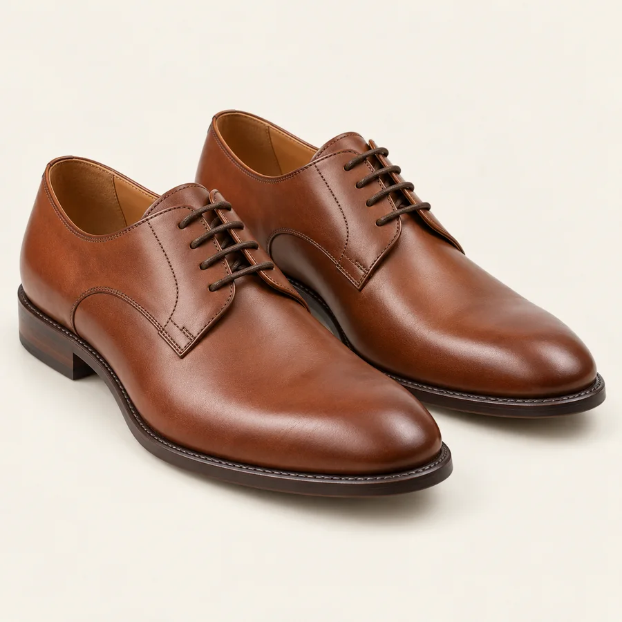 Zapatos derby de cuero marrón · Hombre