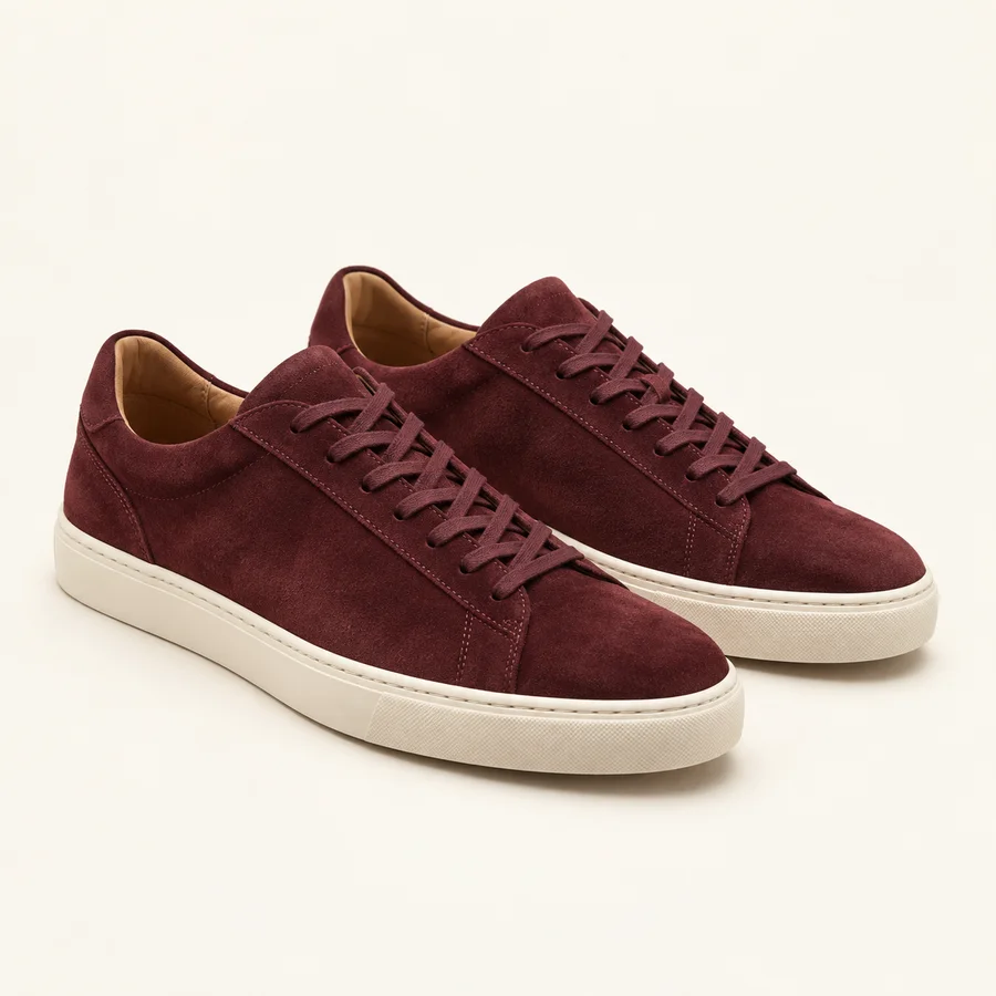 Zapatillas de ante burdeos · Hombre