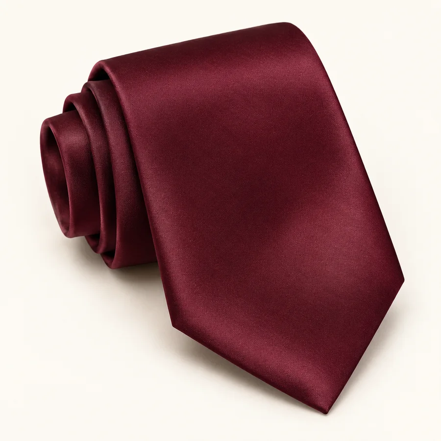 Corbata de seda burdeos · Hombre