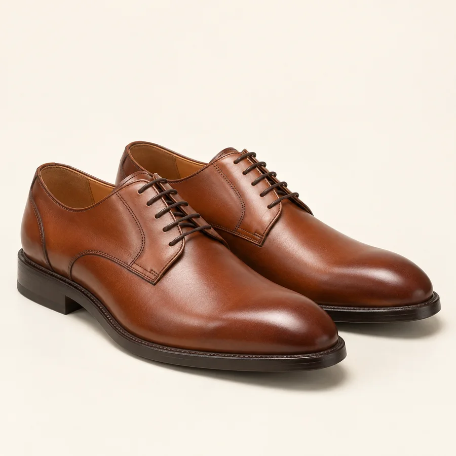Zapatos Derby cuero coñac · Hombre