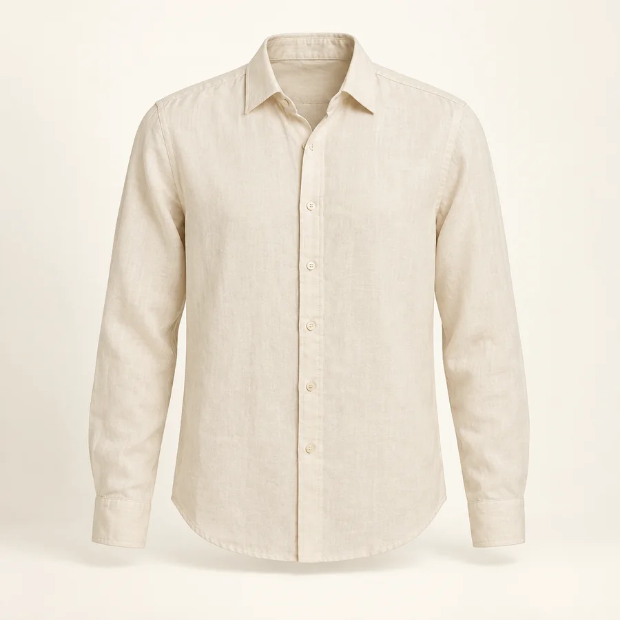 Camisa de lino color crema · Hombre