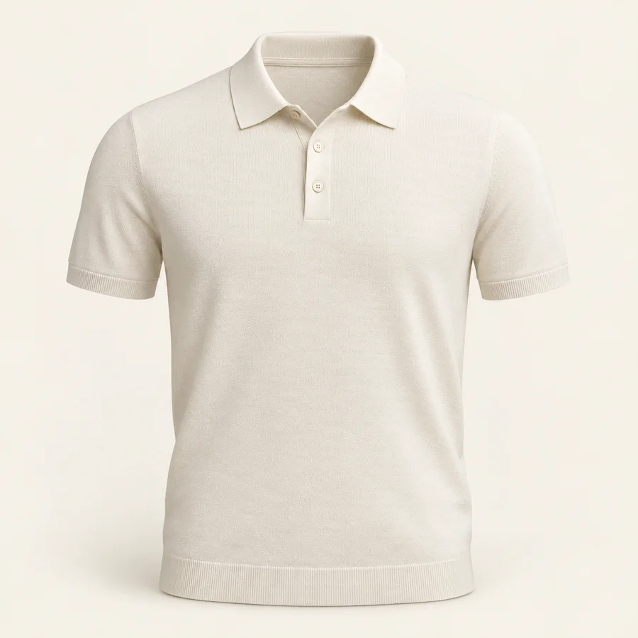 Polo de punto color crema · Hombre