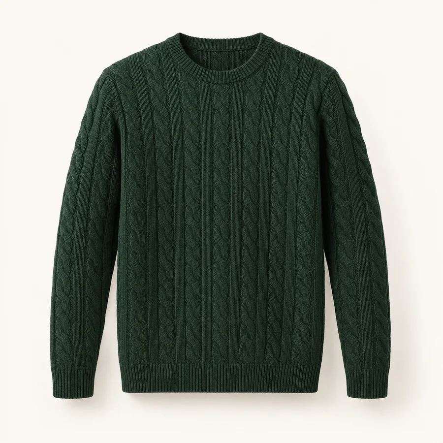 Jersey trenzado verde bosque · Hombre