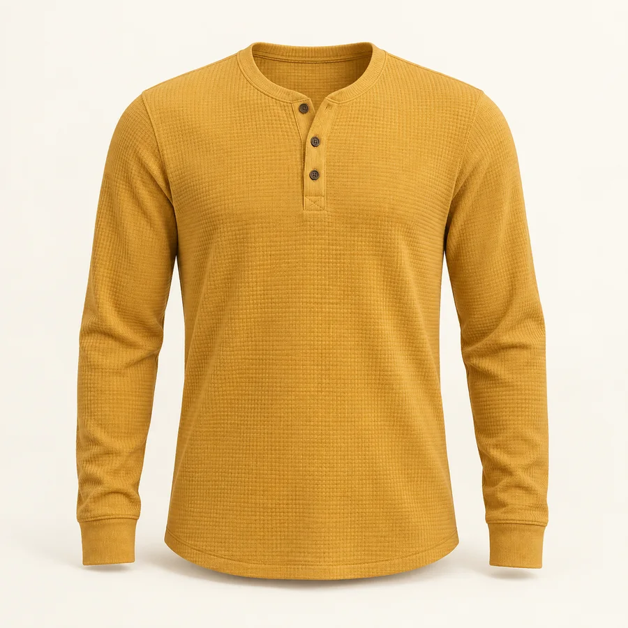 Remera Henley color ocre · Hombre