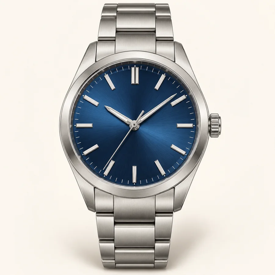 Reloj de acero con esfera azul · Hombre