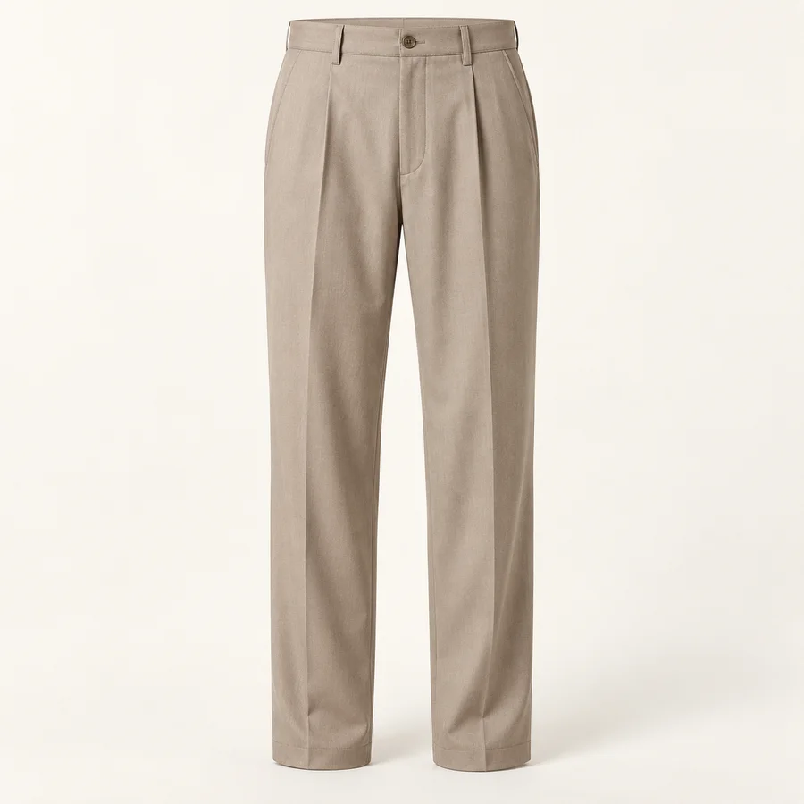 Pantalón de pinzas color topo · Hombre