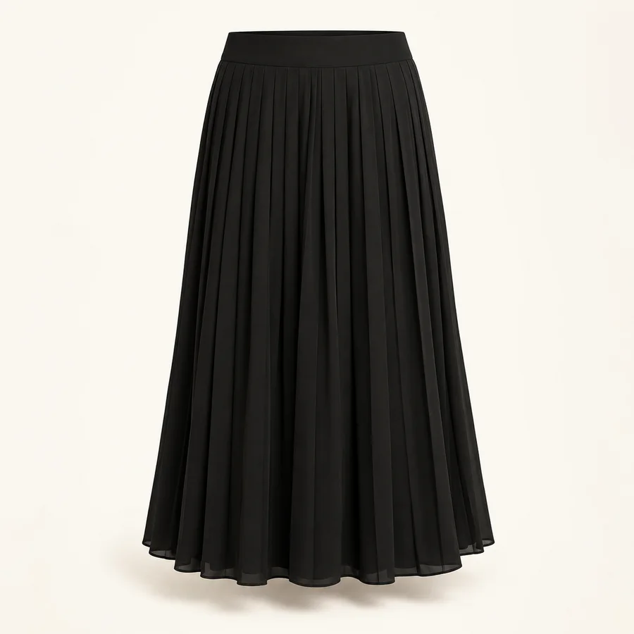 Falda midi plisada negra · Mujer