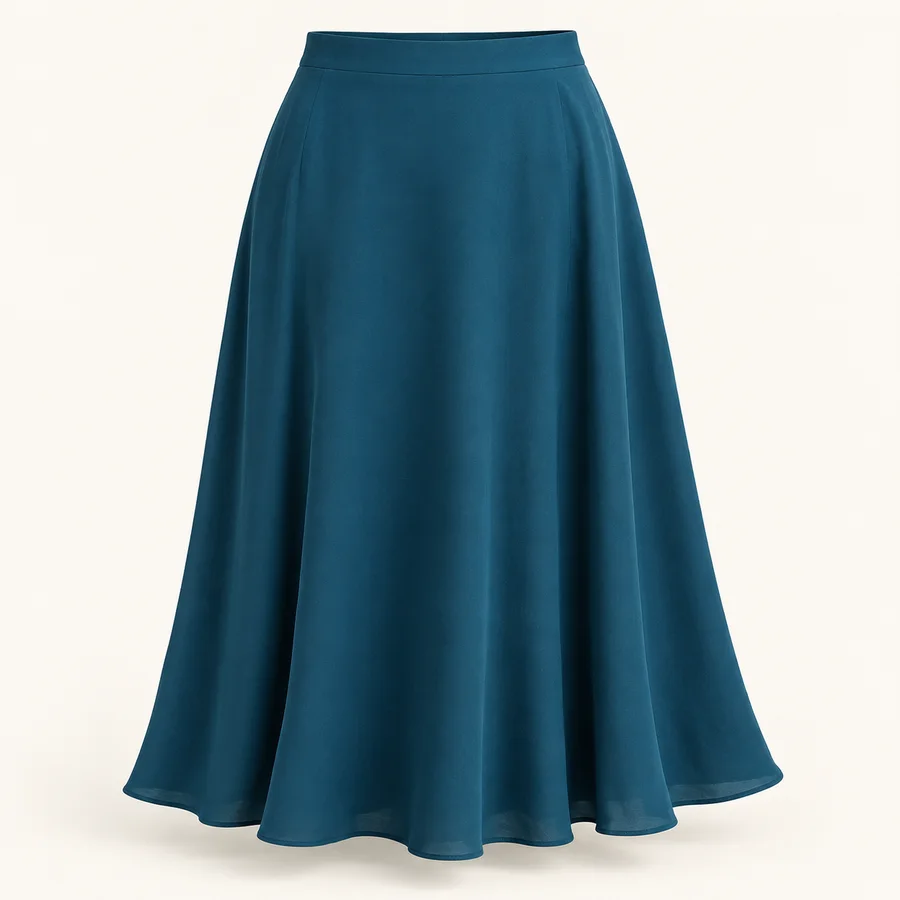Falda midi azul petróleo · Mujer