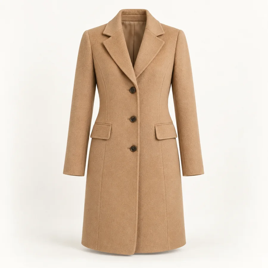 Abrigo de lana camel · Mujer