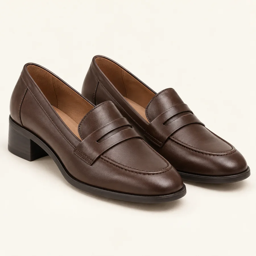 Mocasines de cuero chocolate · Mujer