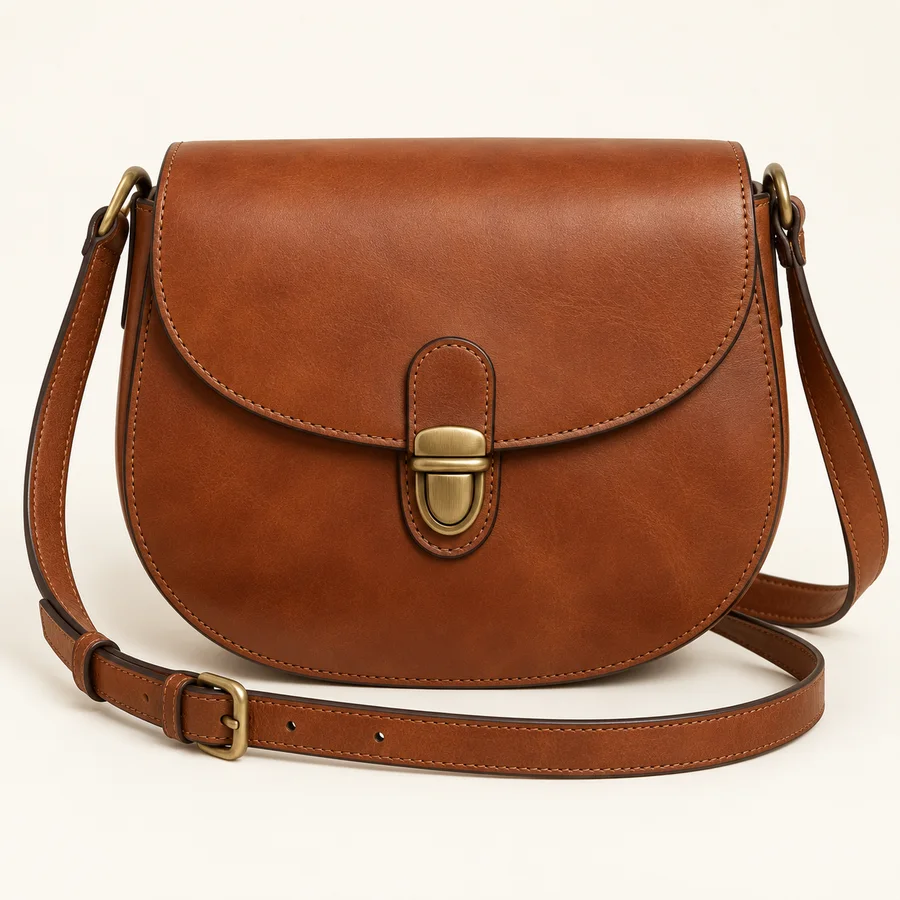 Bolso bandolera de cuero coñac · Mujer