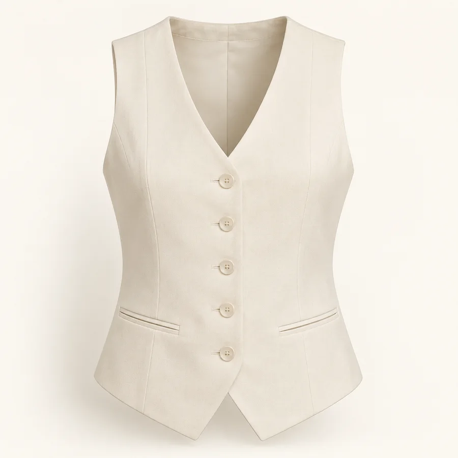 Chaleco sastrero color crema · Mujer