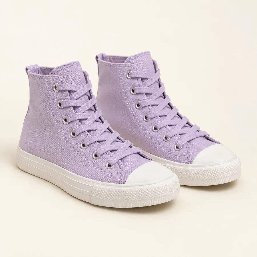 Zapatillas altas de lona lila · Mujer