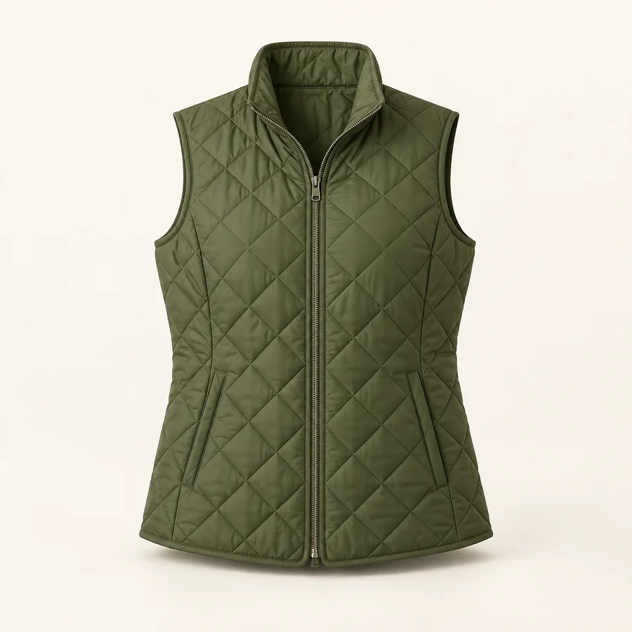Chaleco acolchado verde oliva · Mujer