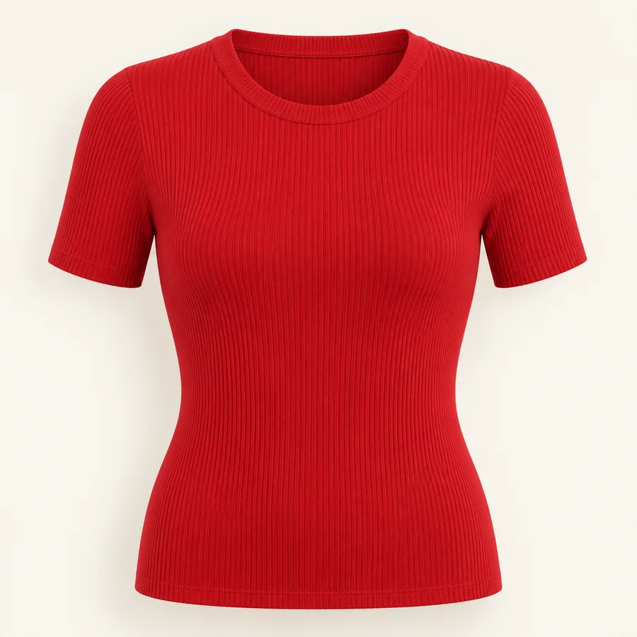 Top de punto rojo · Mujer