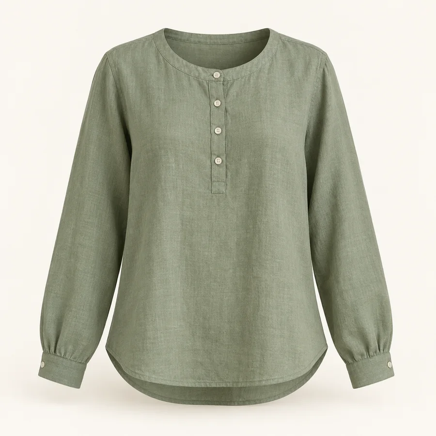 Blusa de lino verde salvia · Mujer
