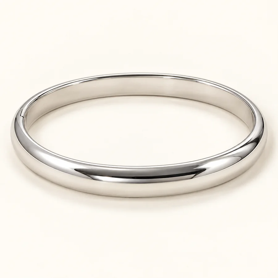 Pulsera plateada rígida · Mujer
