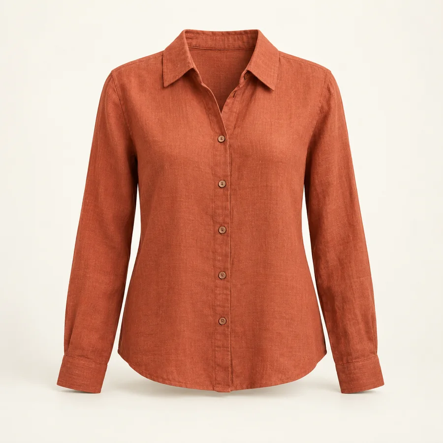 Blusa de lino terracota · Mujer