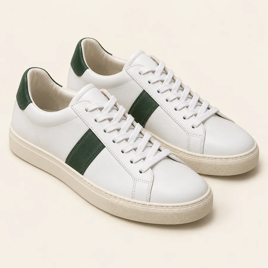 Zapatillas retro blancas y verdes · Mujer