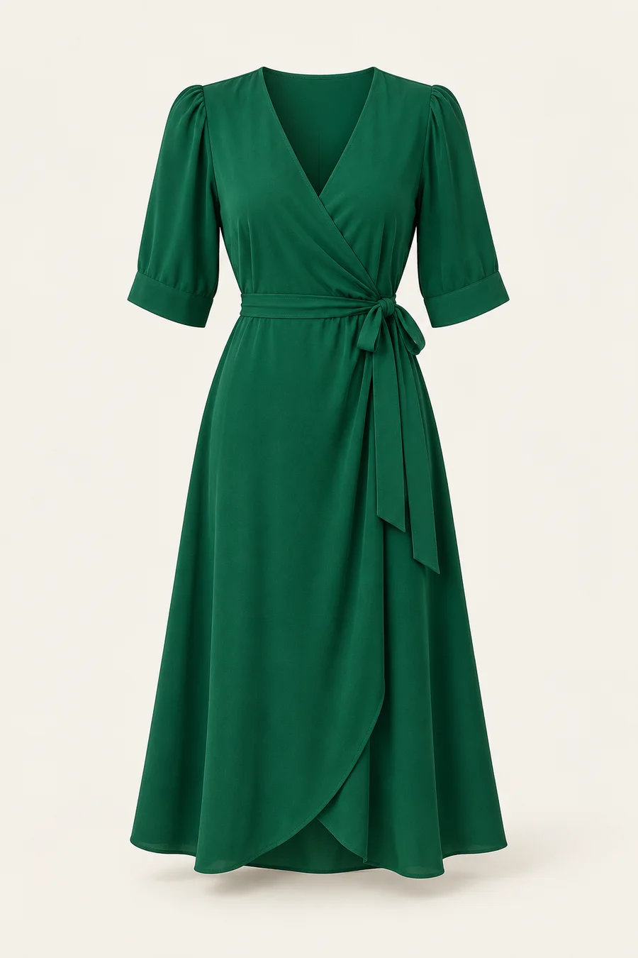 Vestido cruzado verde esmeralda · Mujer