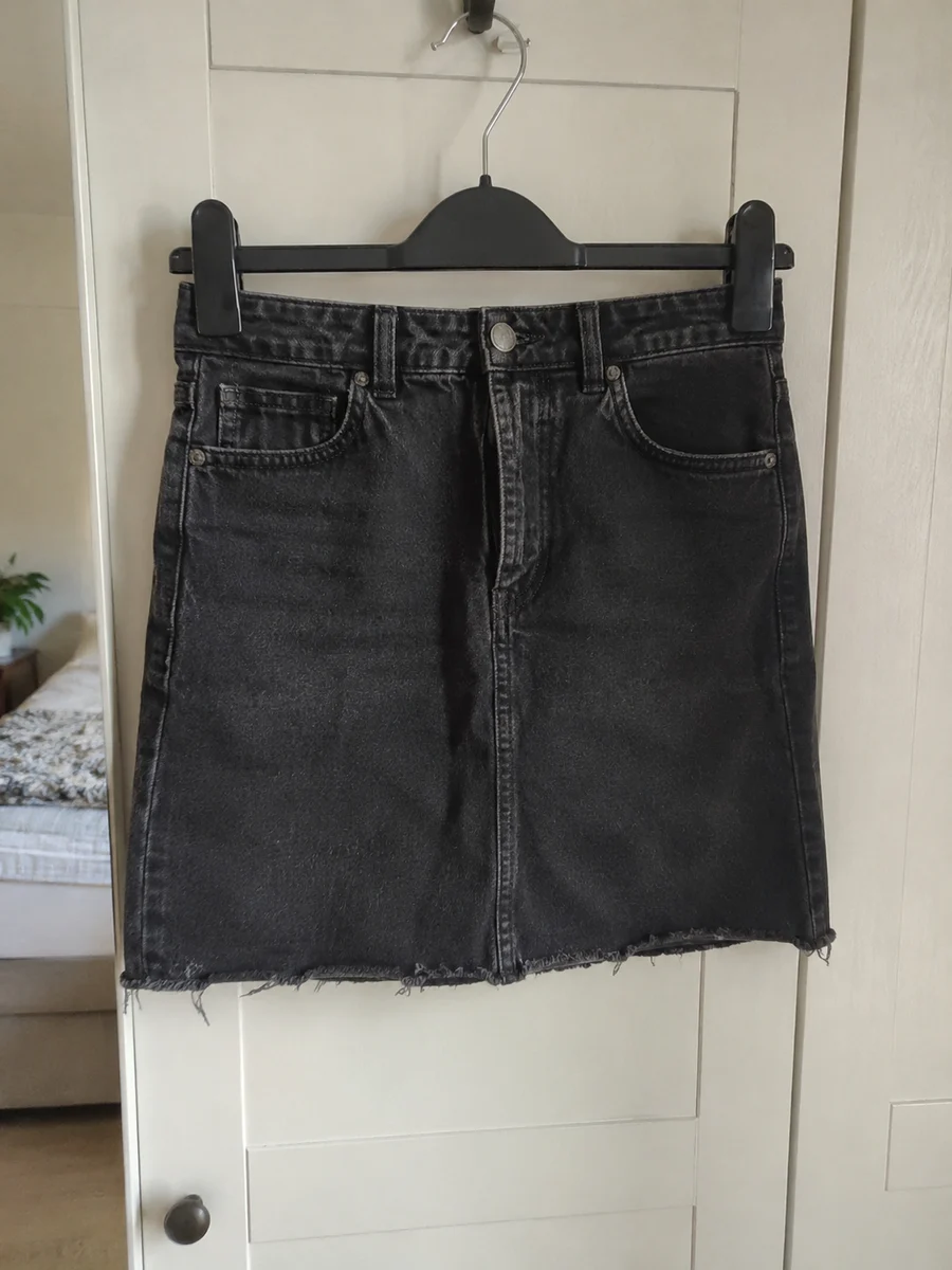 Black denim skirt