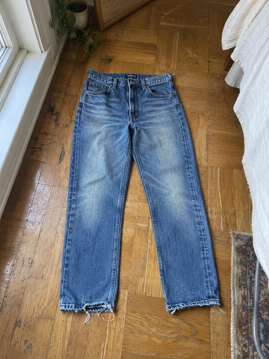 Washed blue straight-leg jeans