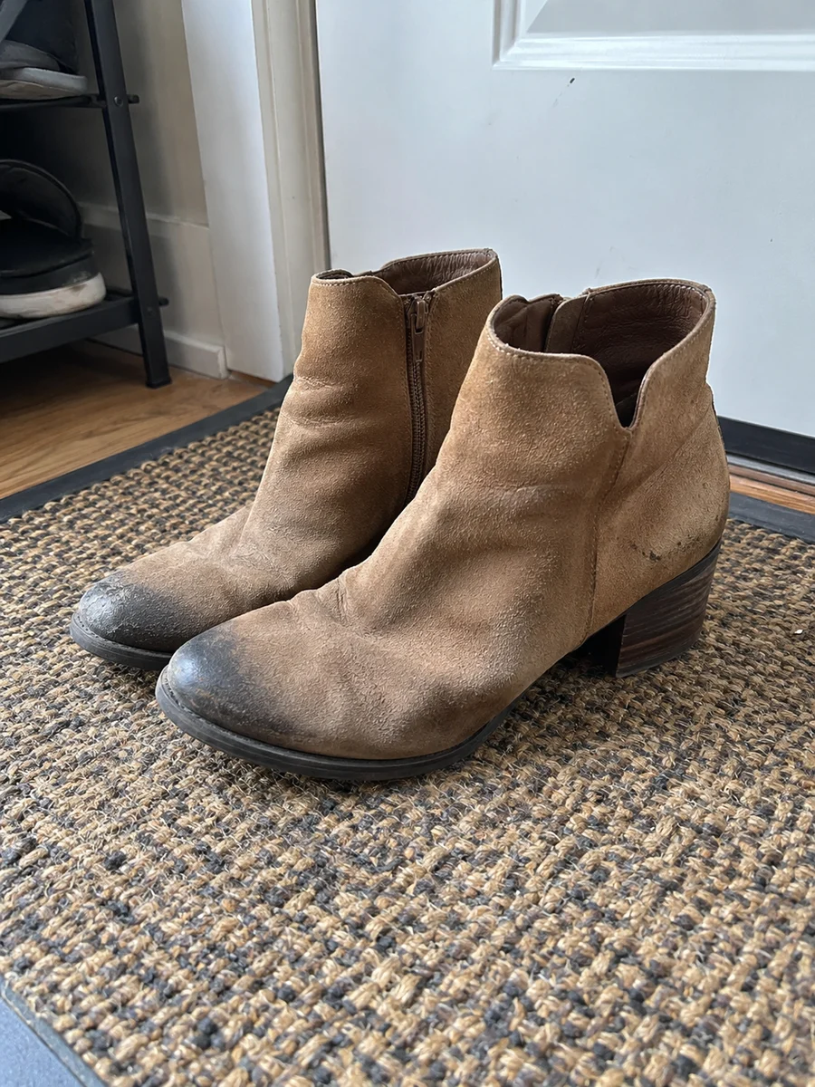 Sand suede ankle boots